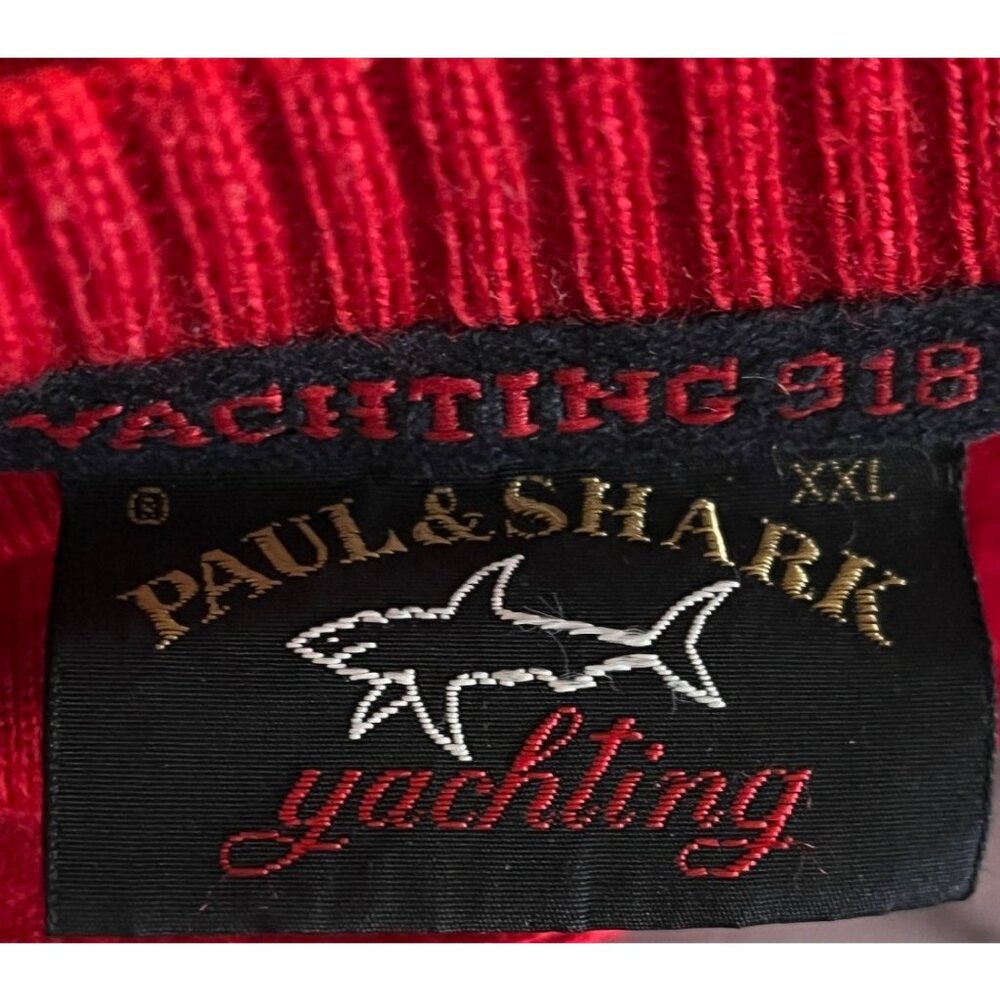 Paul & Shark Yachting Men's XXL Long Sleeve Crew Neck Red Wool Blend Sweater - Picture 8 of 10